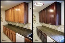 How To Restain Kitchen Cabinets From Light To Dark Orice